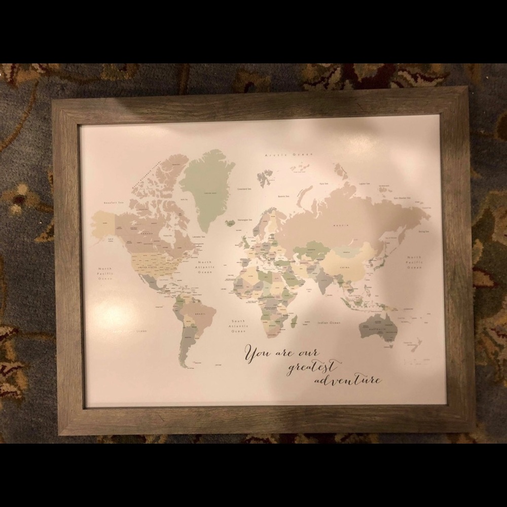 Push pin map/ framed/ new/ handmade